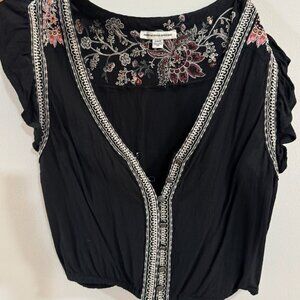 Black button up floral American Eagle